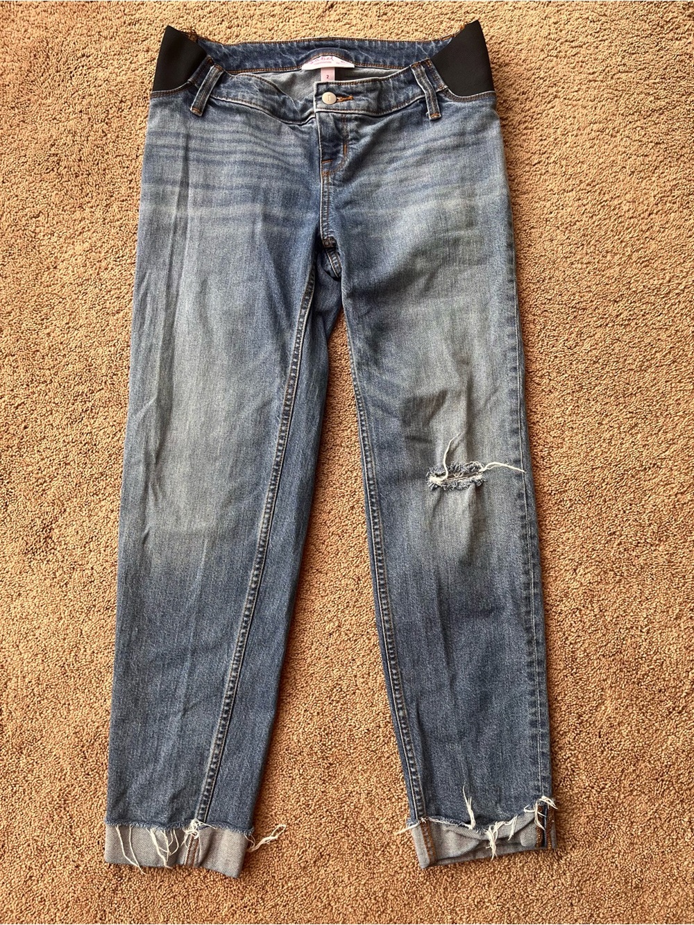 Isabel Maternity by Ingrid & Isabel Blue Distressed Straight-Leg Jeans
